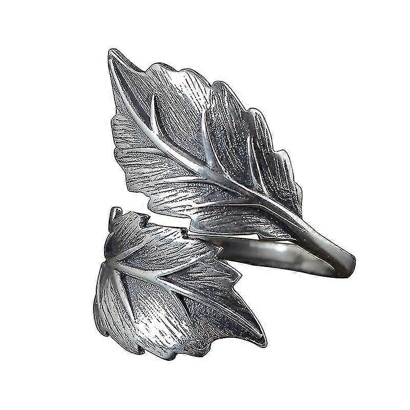 925 Silver Antique Women's Open Thai Silver Leaf Ring a