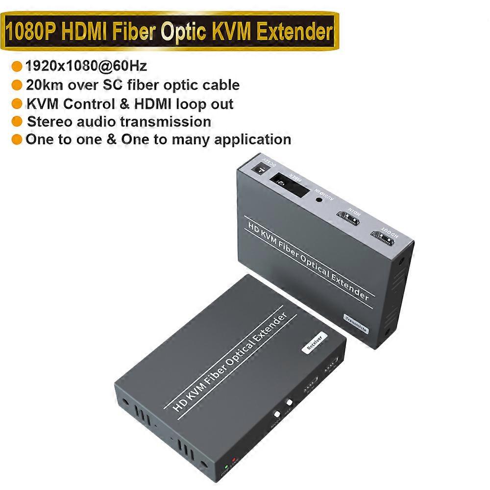 2022 Best HDMI to Fiber Optic Converter 1080P HDMI Fiber Optic Video Extender KVM USB Loop to HDMI Fiber Transmitter Receiver