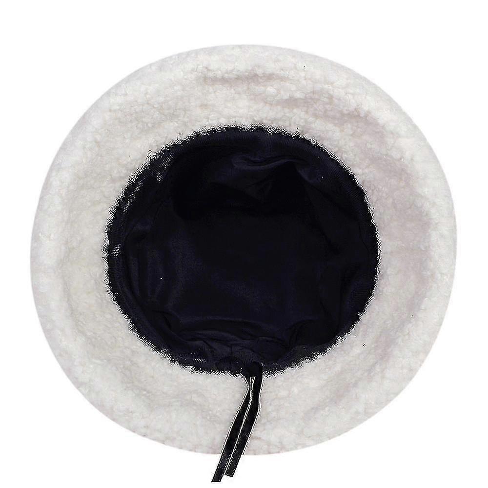 バケツラムウール冬暖かい釣り帽子フェイクファーアローシンボルプリントバケツハット男性女性タイドフラットトップハット