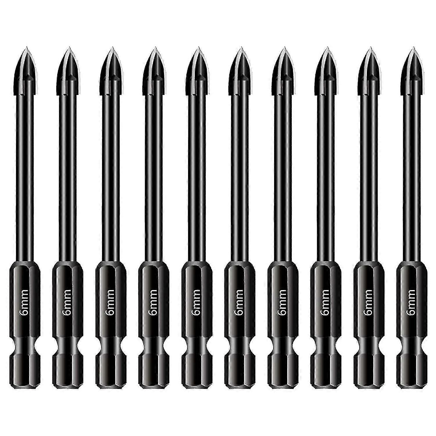 Lot Of 10 S Of 6 Mm For Glass Tiles, Funct Tool For Tungsten Carbide With 1/4 Hexagonal Rod For Porcelain, Ceramic, S, Concrete, Br