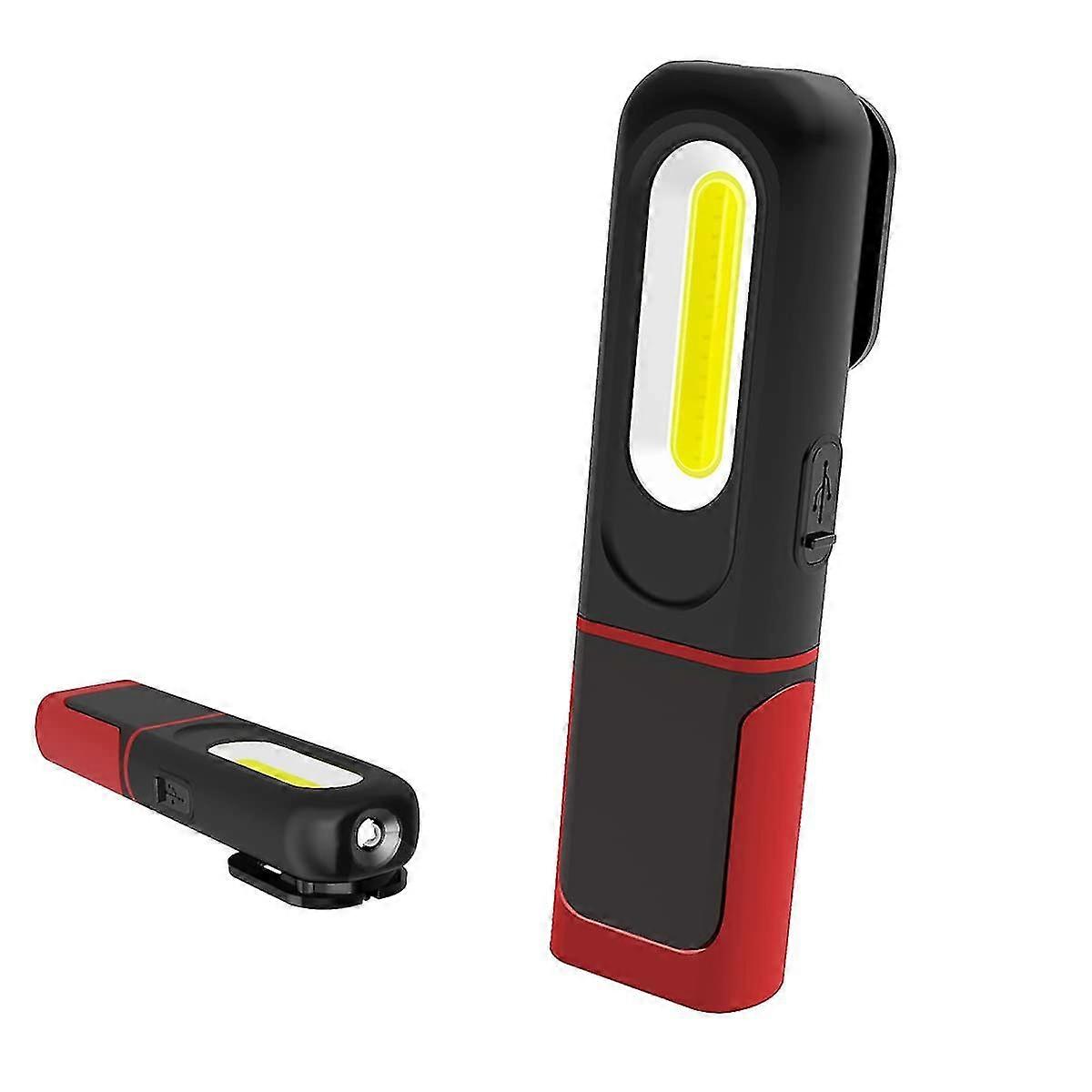 Rechargeable Led Work Light, 2 In 1 Inspection Lamp 5w Cob Led Torch Lamp With Magnetic Base And Hook For Home Workshop Camping