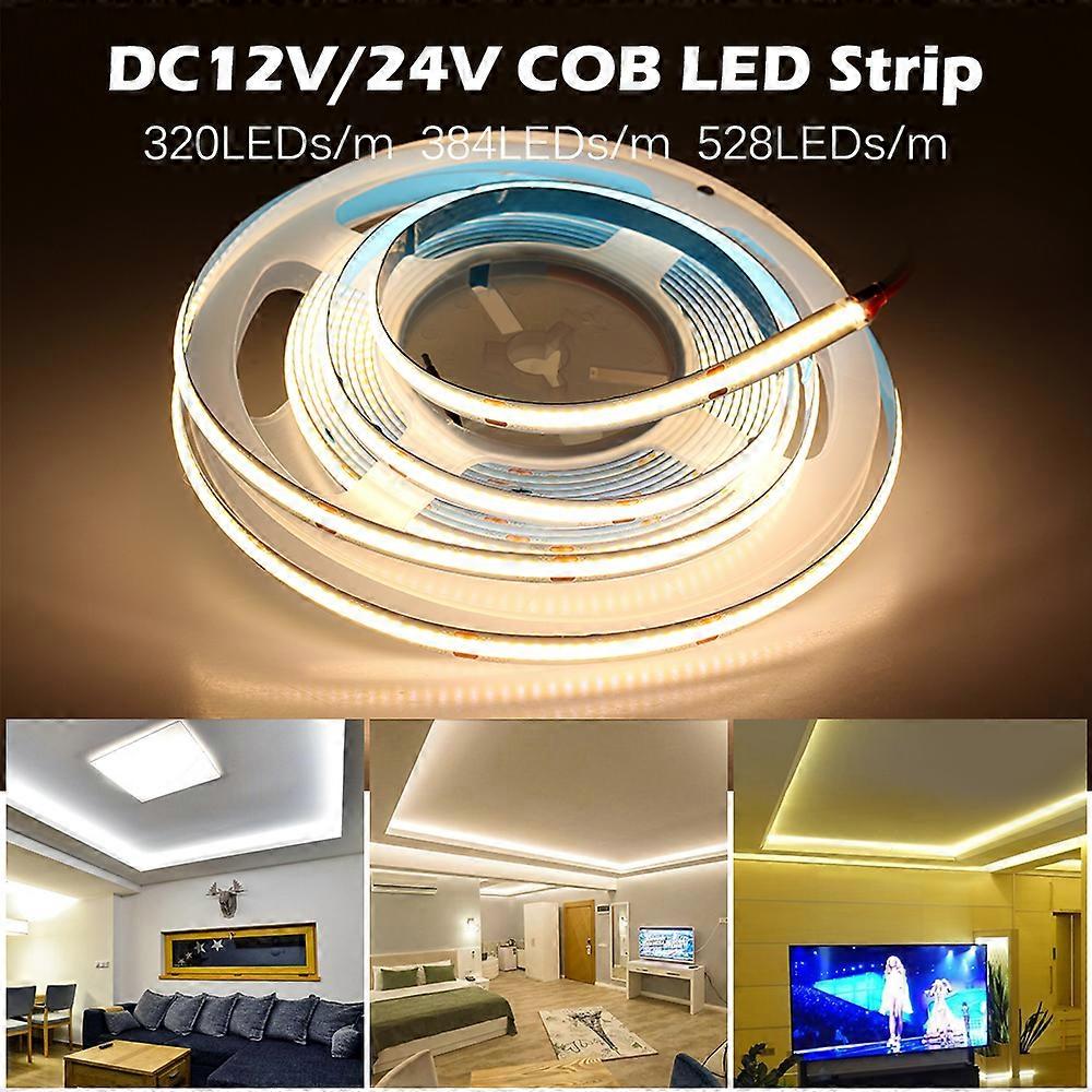 DC12V 24V 480 LEDs COB-LED-Streifen Flexibler Superhelligkeits-COB-LED-Leuchten Weiß / Warmweiß / Naturweißes Band 5m