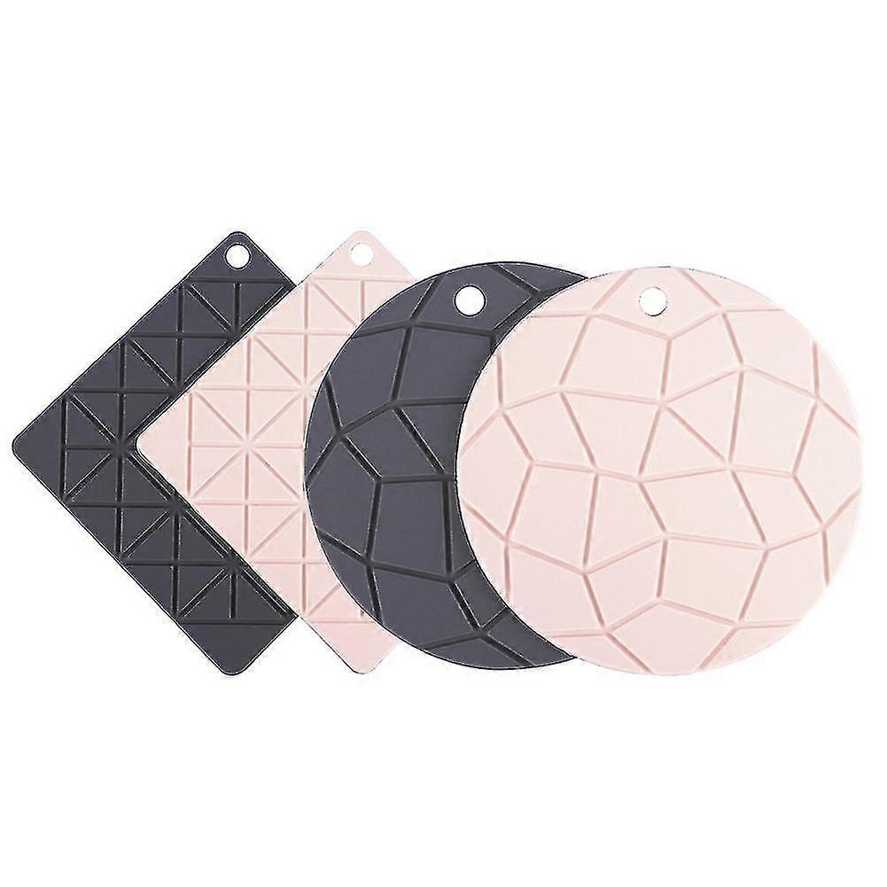 4pcs Rounded Silicone Insulation Pad Turtle Pattern Table Heat Resistant Anti-Slip Placemats