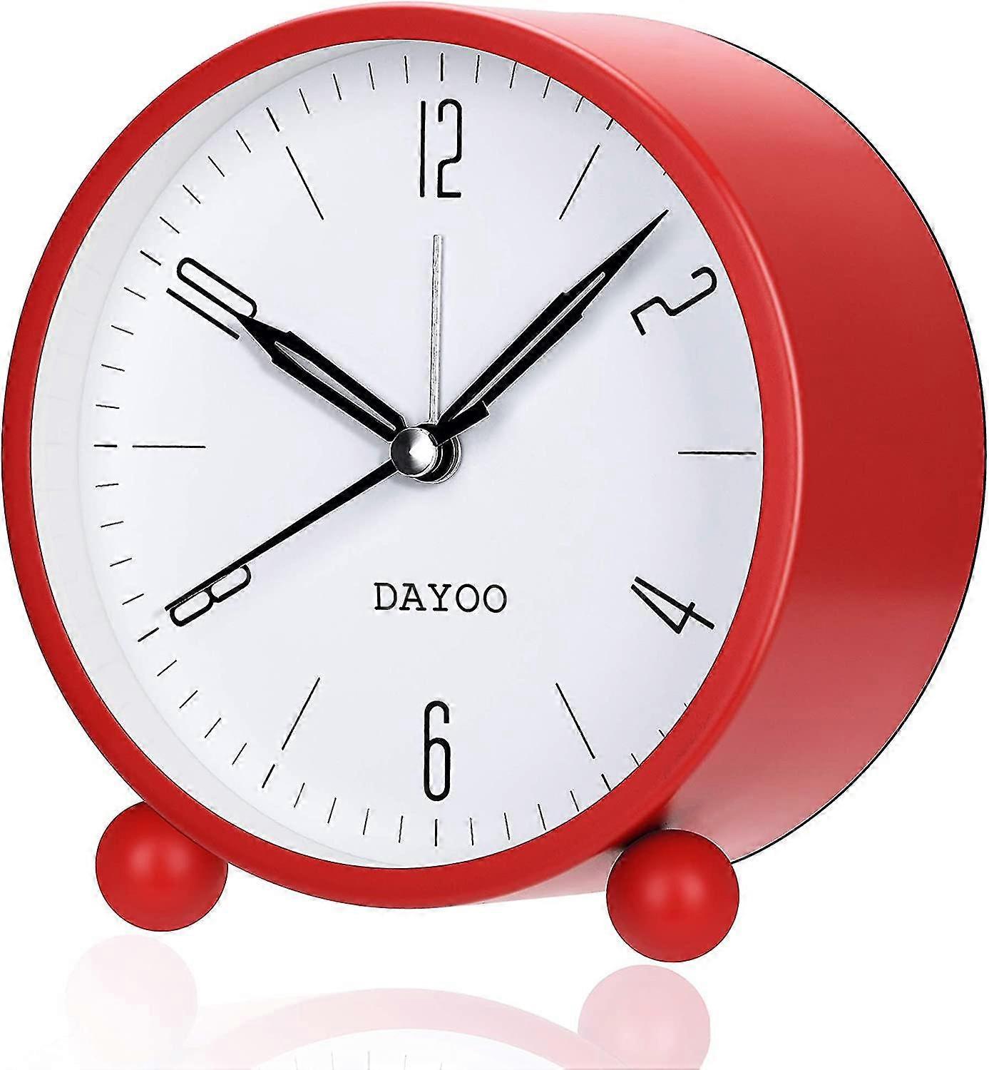 Wecker, 4 Zoll runder Wecker nicht tickend, batteriebetrieben und Lichtfunktion, super leiser Wecker