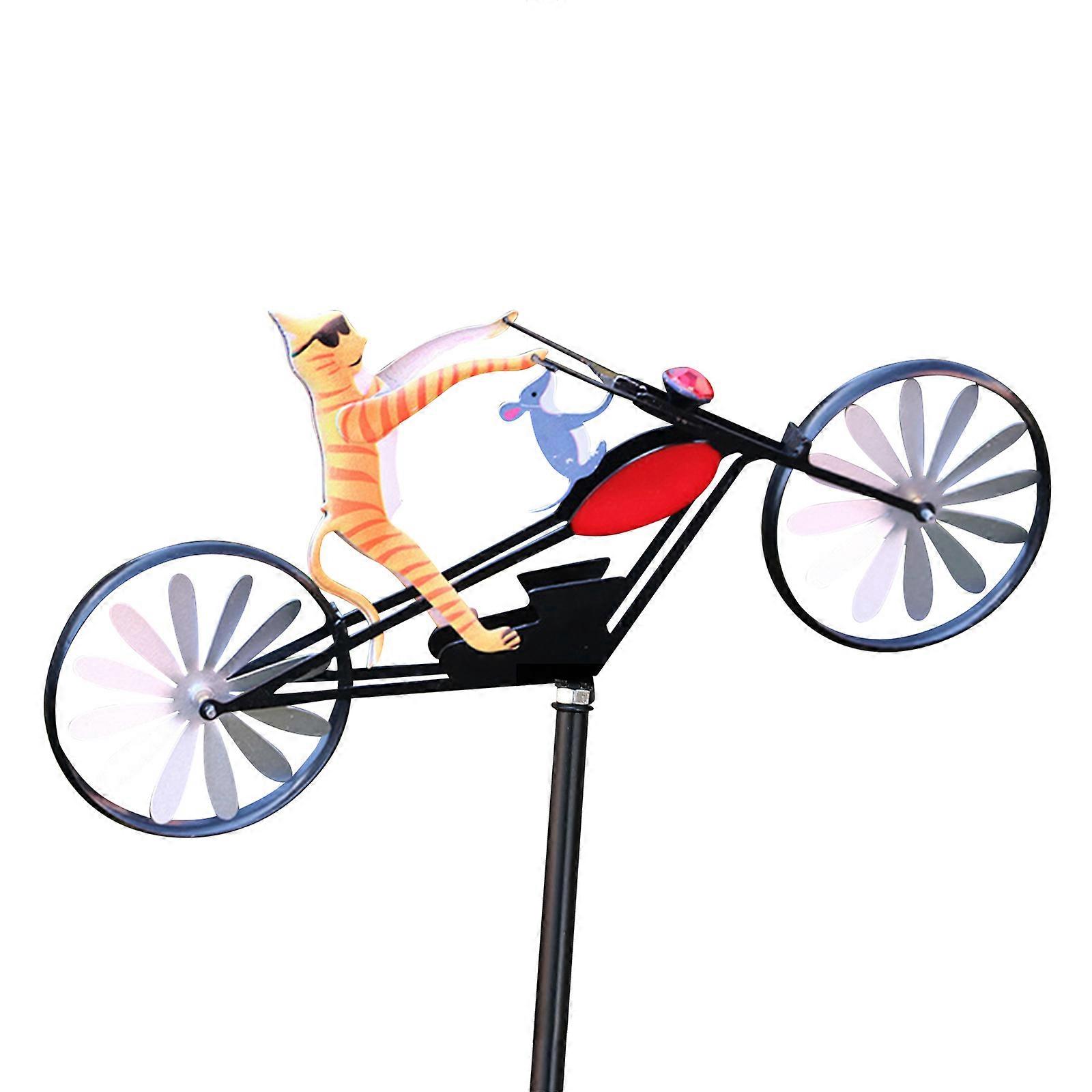 ספינרים רוח מתכת פסל חתול צפרדע קישוט טחנת רוח קישוט פטיו גן