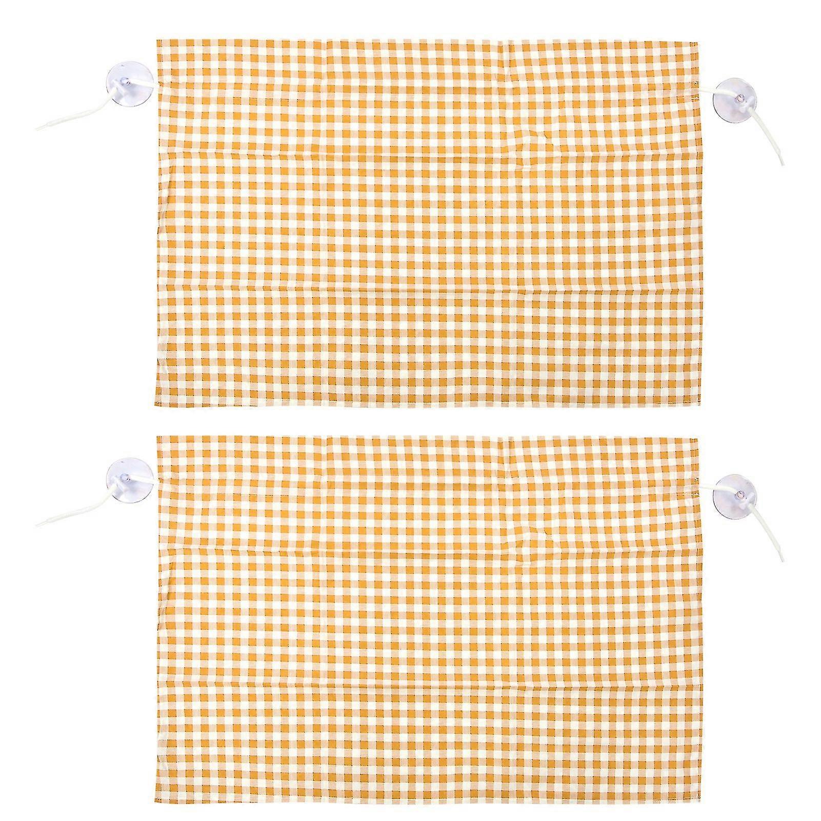 Car Window Sun Shade with Suction Cups 2Pcs Anti Ultraviolet Grid Design Yellow