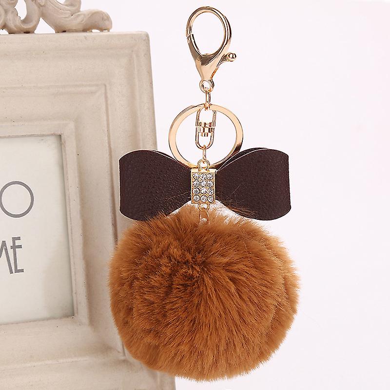 Korean Version Rex Rabbit Hair Ball Inlaid With Diamond Bow Fur Bag Pendant Car Key Chain