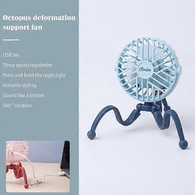Powered Hand Fans USB Desktop Folding Fan Baby Stroller Fan Stroller Handheld Fan Multifunctional Tripod Octopus Mini Fan Air Cooling ElectricFan