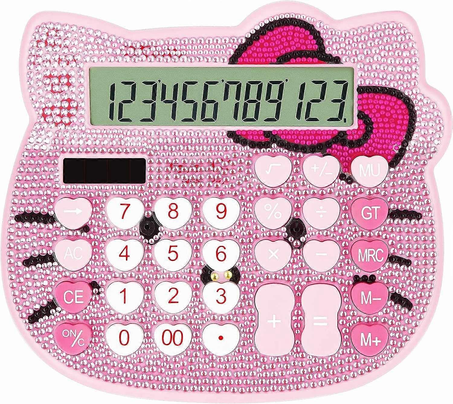Women's calculator,creative cute solar calculator, 12-digit large LCD display,handheld