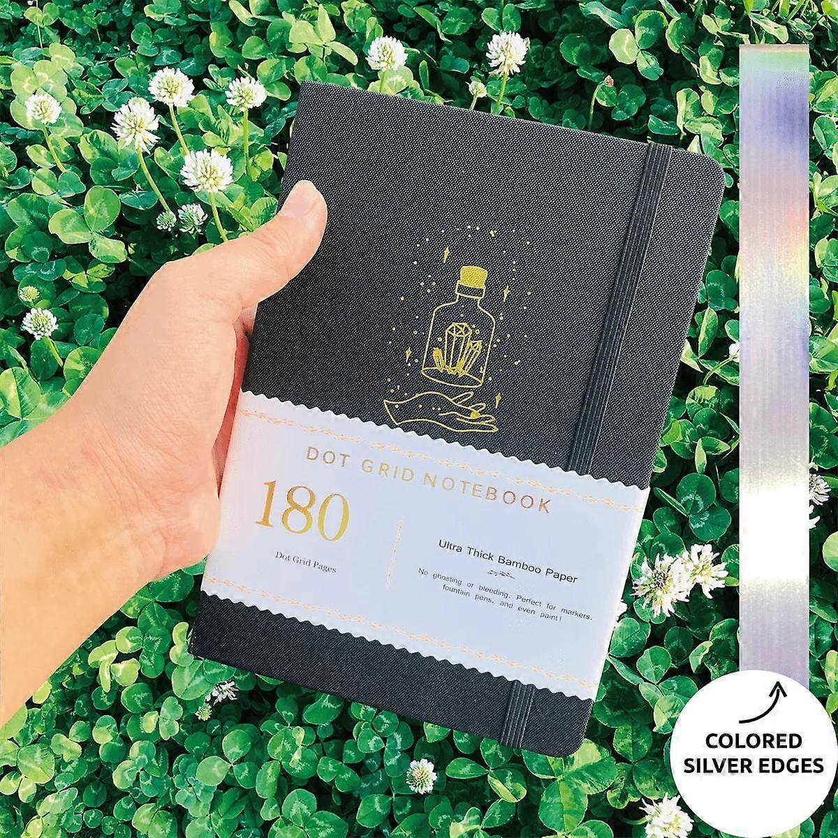 Honeybee A5 Dot Grid Notebook Watercolor Dotted Journal 180gsm Bamboo Inner Paper Waterproof Fabric Hardcover