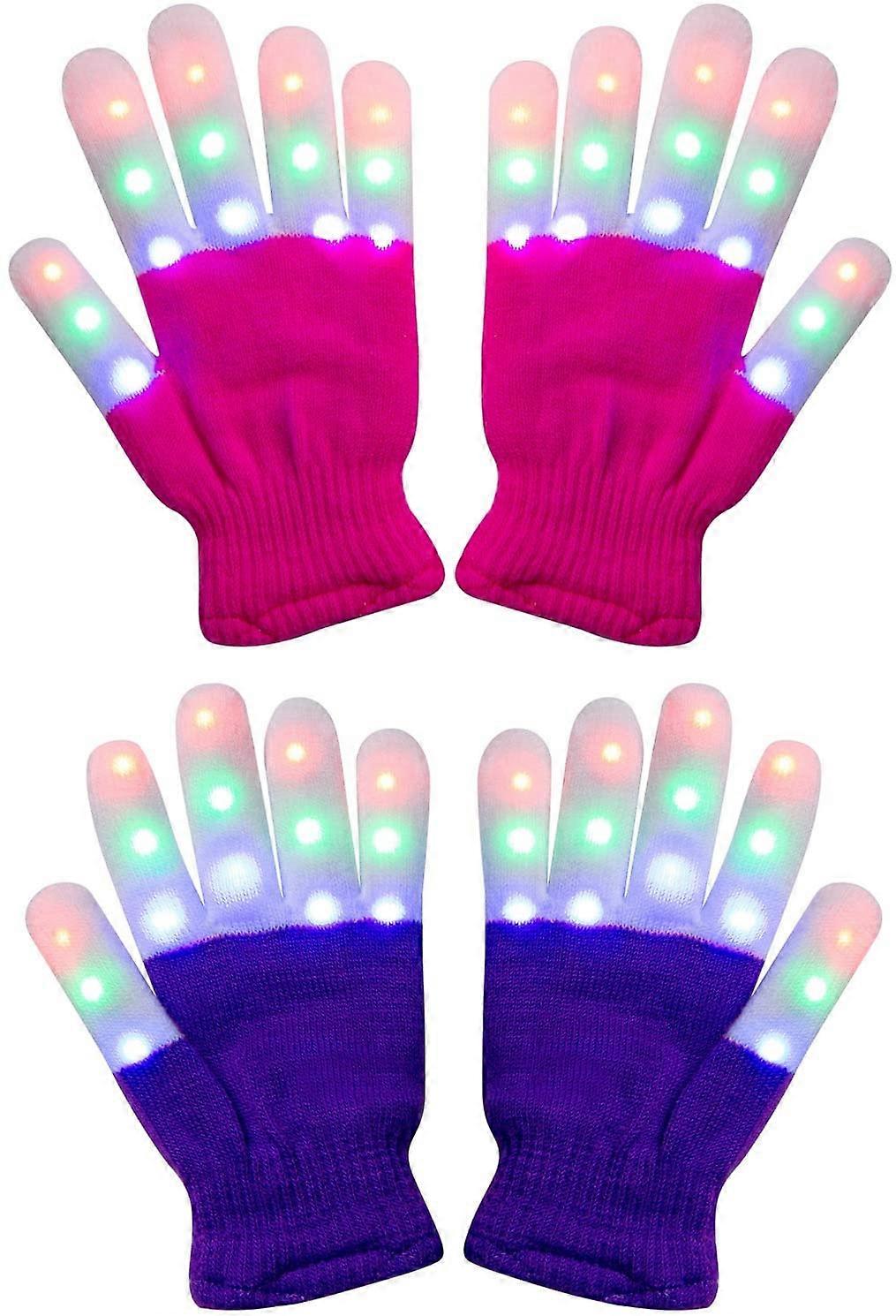 2 حزمة قفازات خفيفة للأطفال ضوء إصبع الأطفال وامض LED قفازات دافئة مع أضواء لعيد ميلاد ضوء حزب عيد الميلاد عيد الميلاد الرقص عيد الشكر GIF