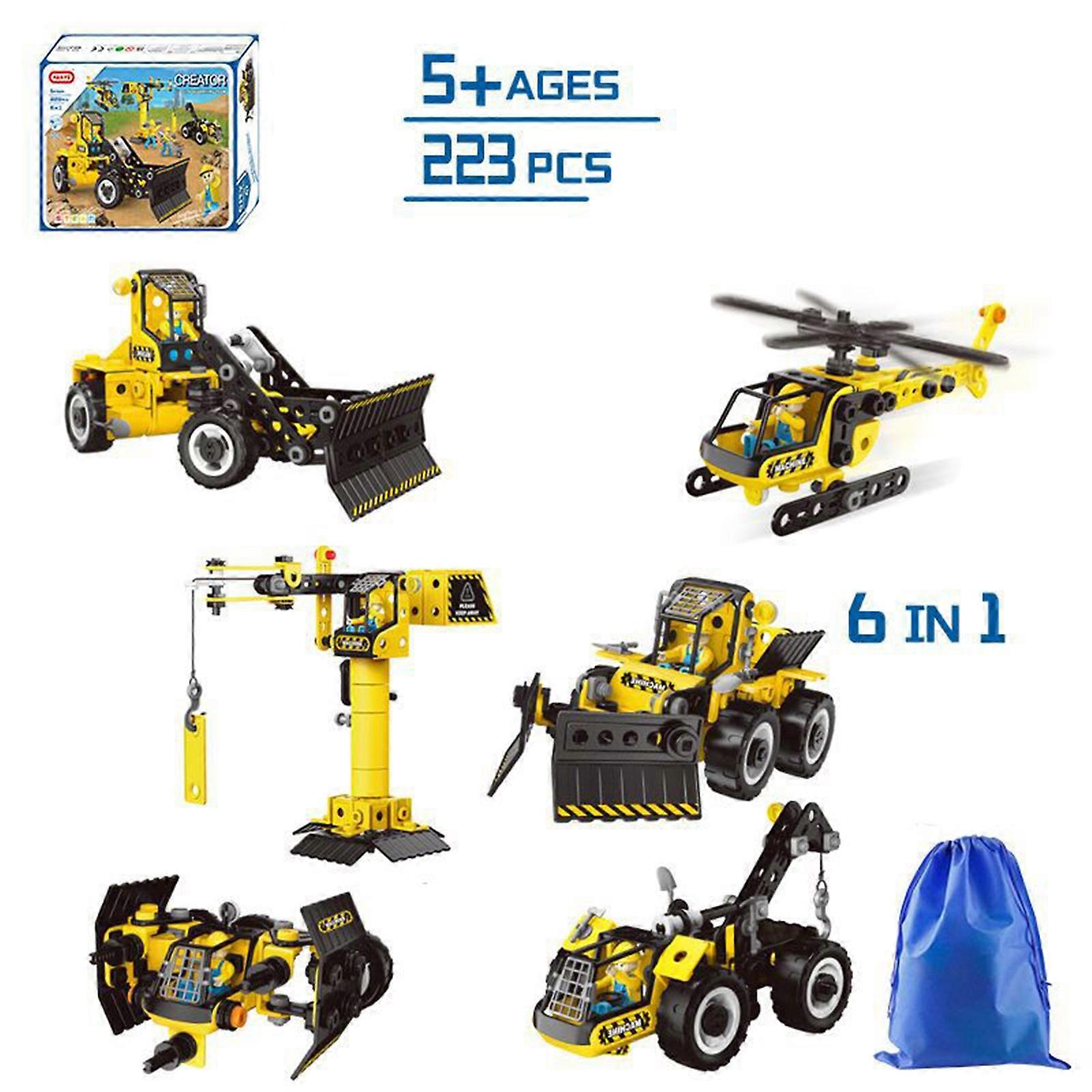 New Excavator Building Set, 6 IN 1 Truck Construction Vehicles Model, Engineering Toys