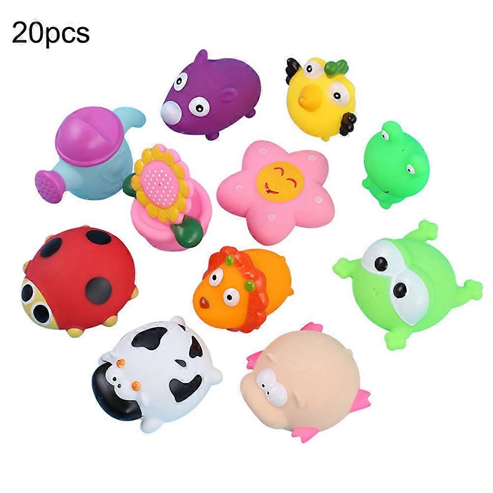 Baby Bath Toy Set with 10 Different Water Rubber Float Animals, Squeakers and Mesh Net for Fun Bath Time