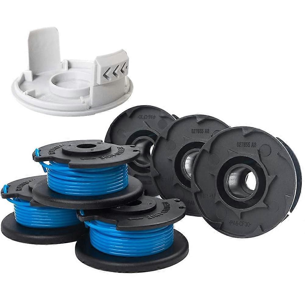 6Pcs Weeding Nylon Line Replacement Spools with 1 Cap for Ryobi Cordless Trimmer Qinhai