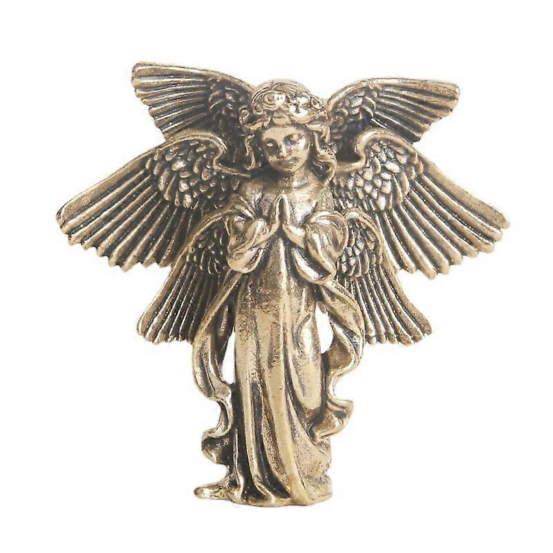 Antique brass six-wing angel tabletop ornament
