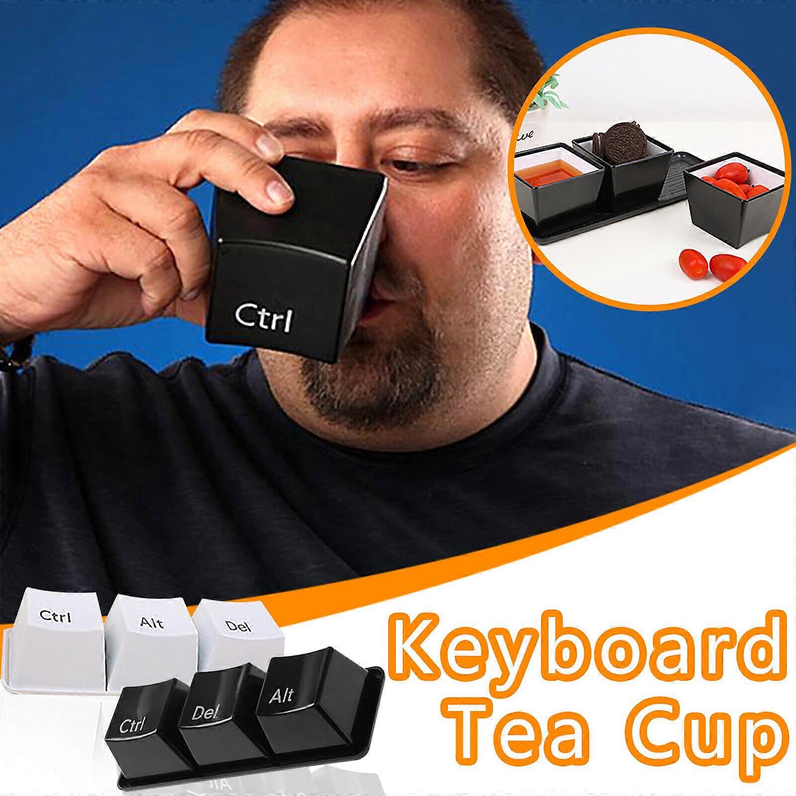 3pcs Tastatur Kaffee Tee Wassertasse Ctrl Del Alt Key Becher mit Tablett Set