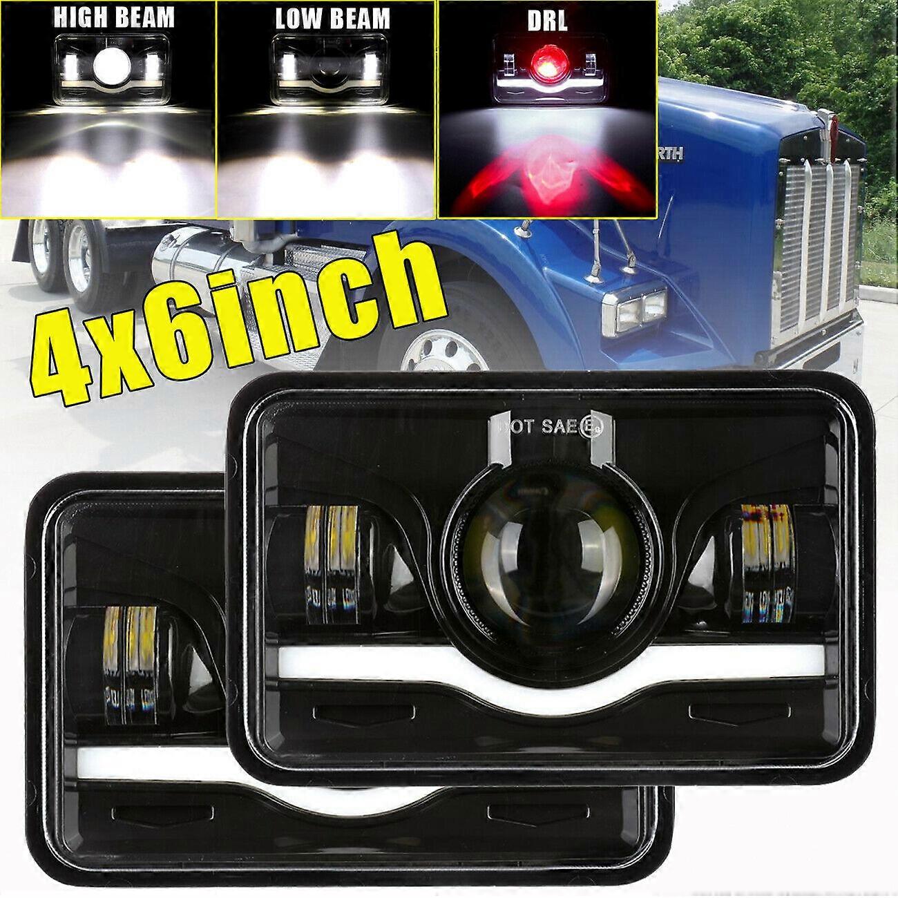 4X6 سيارة LED المصابيح الأمامية المربعة 6500K 120W ضوء الجري النهاري Hi-Lo Beam ل Kenworth T800 T400 T600 W900B W900L المركبات على الطرق الوعرة