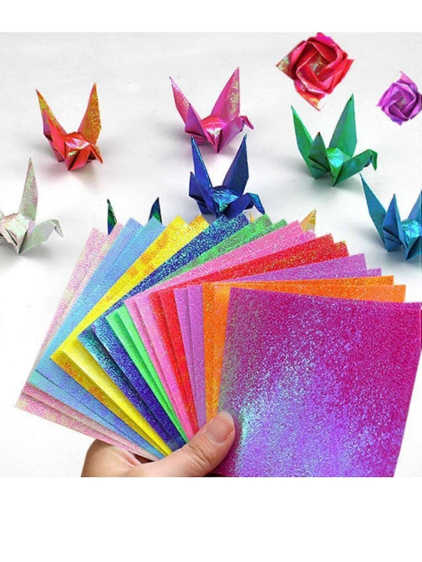 50 قطعة عشوائية اللون لؤلؤة ورقة الفن اوريغامي بريق ورقة محظوظ الطيور اوريغامي اليدوية DIY مضيئة مربع ورقة حزب مهرجان الديكور ورقة ، بريق