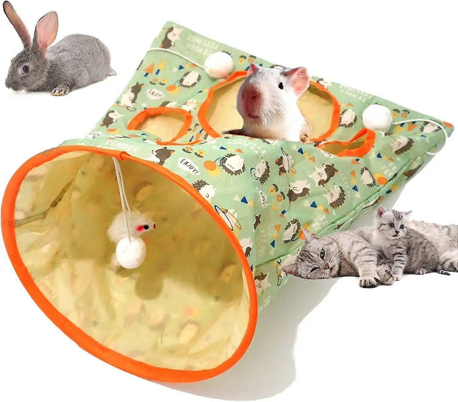 Avec Ball Cats Tunnel Bag Pet Cat Toys Play Tube Kitty Training Interactive Playing Fun Toy Dangling Mouse Crinkle Sounds Tunnel