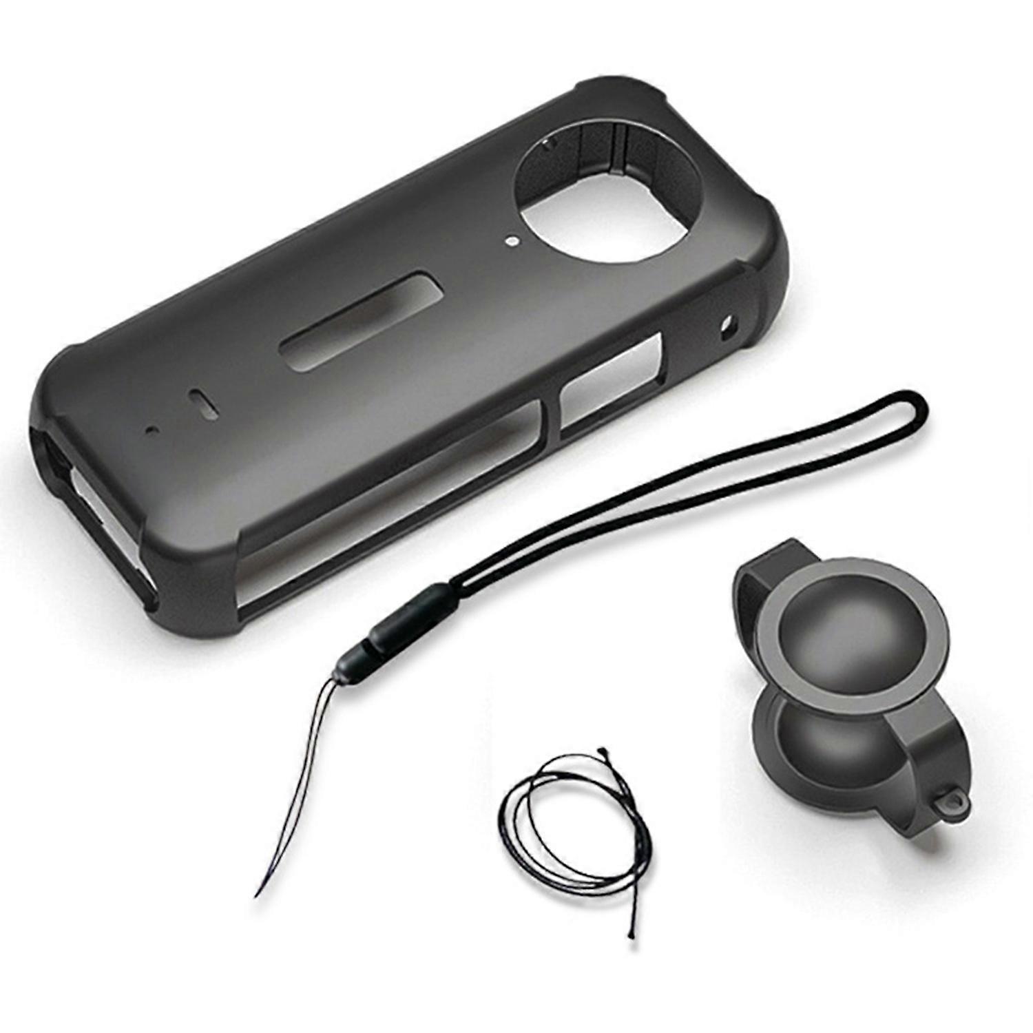 Silicone Protective Case Anti-drop Easy Installation with Anti-drop Lanyard Lens Cover for Insta 360