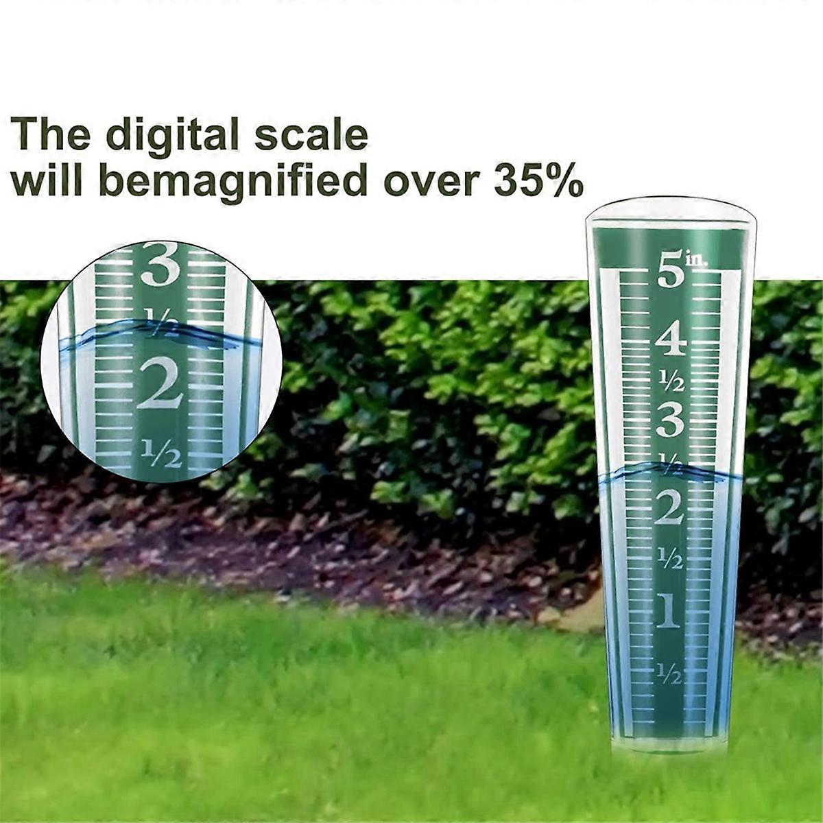 AcuRite 5-Inch Easy-Read Magnifying Rain Gauge For Garden – Blue Plastic