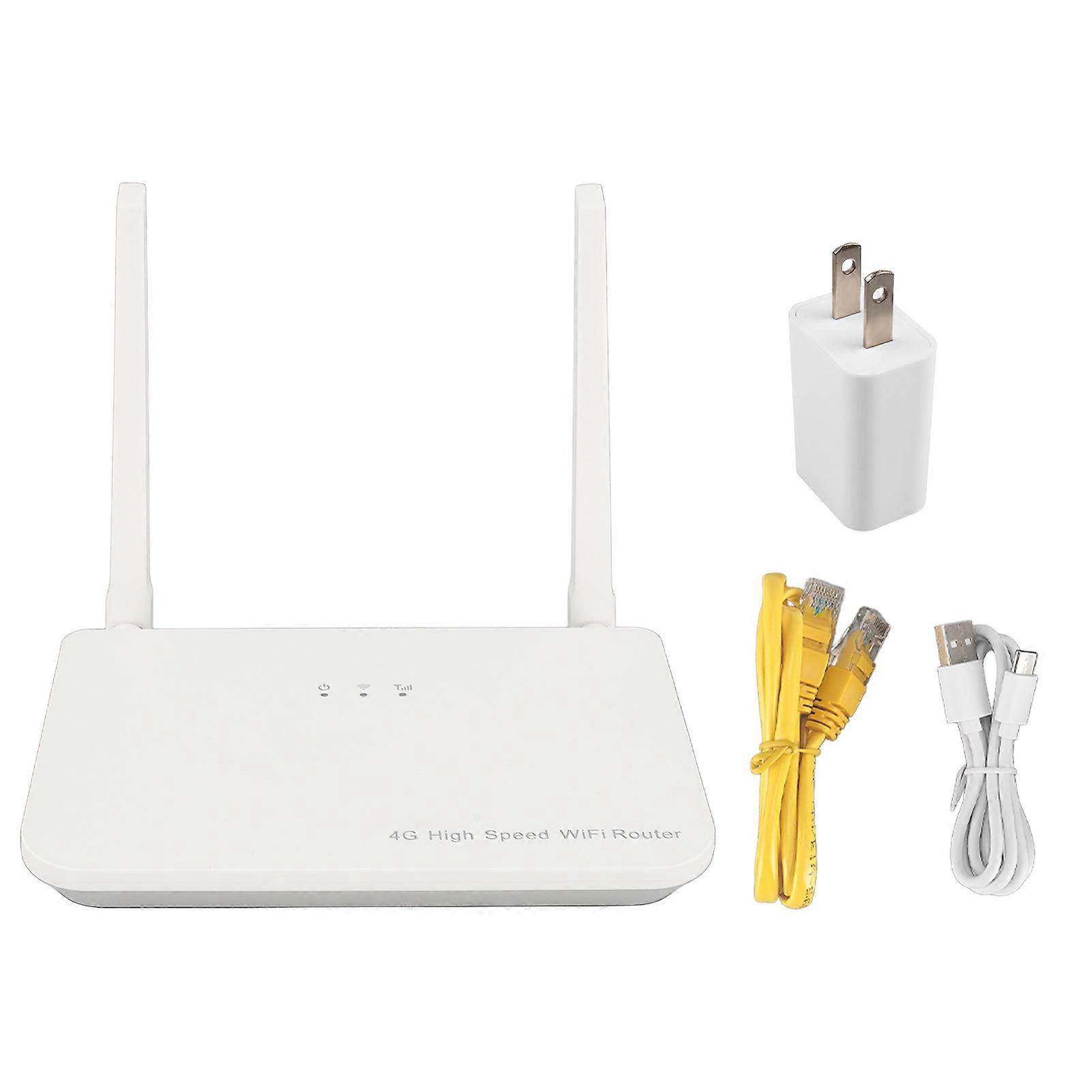 4G LTE Router 300Mbps 2 Antennas High Speed Portable WiFi Hotspot with Micro SIM Card Slot LAN WAN Ports for Home Office US Plug 100‑240V