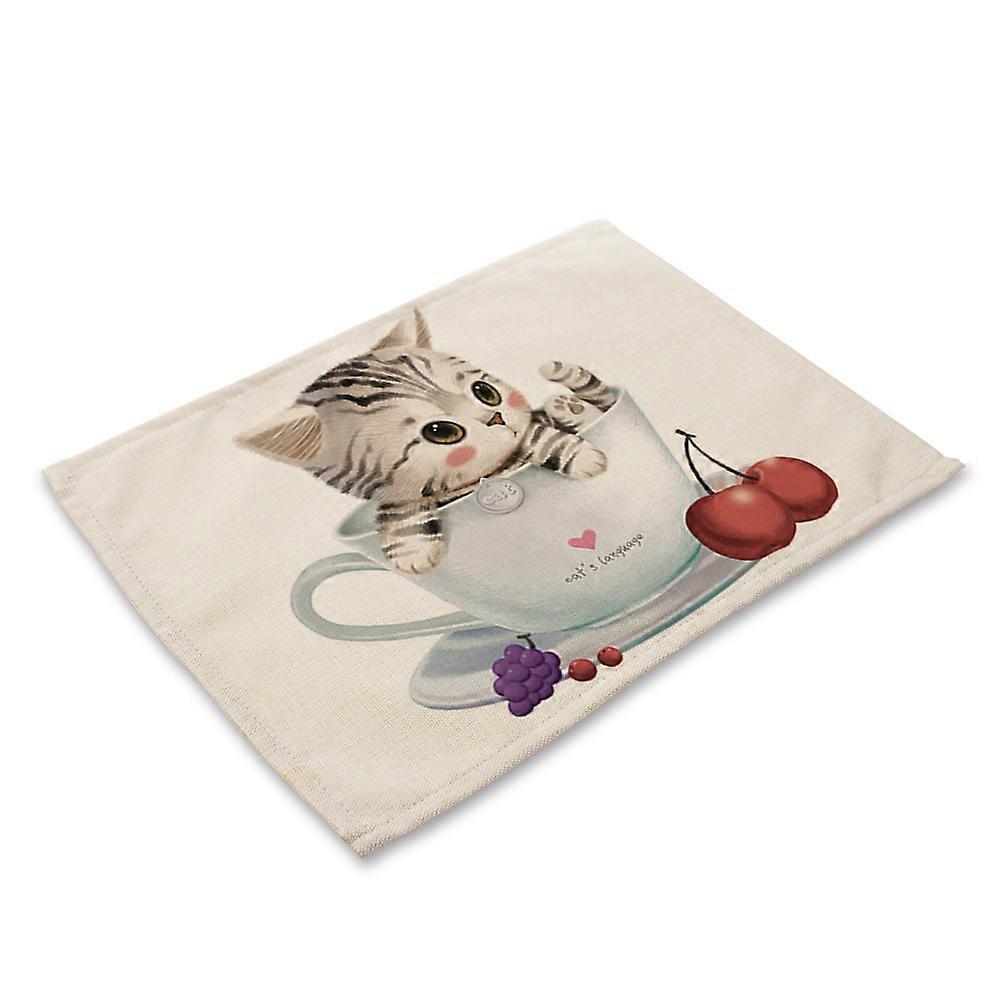 Lovely Cat Print Placemat Anti-Slip Heat-insulation Bowl Plate Fork Table Mat(MA0057-2)