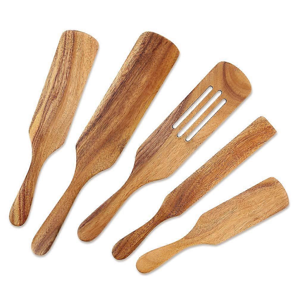 5-Piece Wood Utensil Set Heat-Resistant Spatulas Wooden Cooking Utensils Kitchen Tools