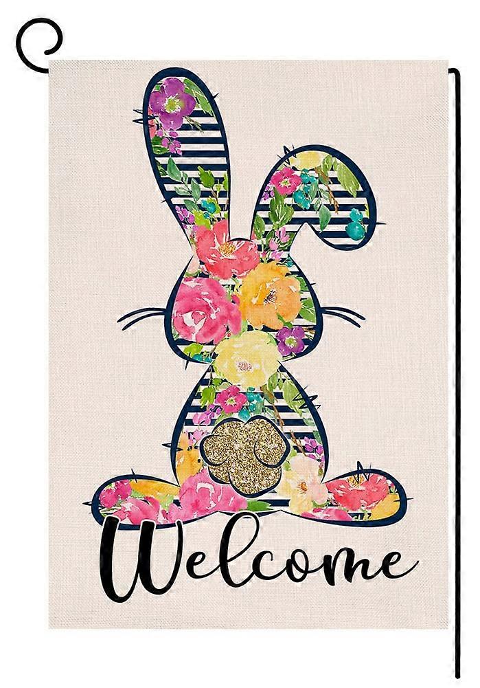 Double-Sided Welcome Spring Easter Bunny Garden Flag for Easter Size 12.5 x 18 Inches