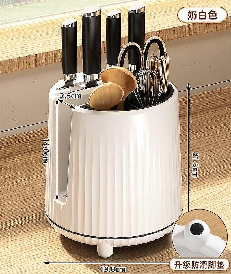 1Pc Rotating Knife Holder Holder Spoon Chopsticks Fork Storage Holder Kitchen Storage Tableware Drain Shelf Home Organizer