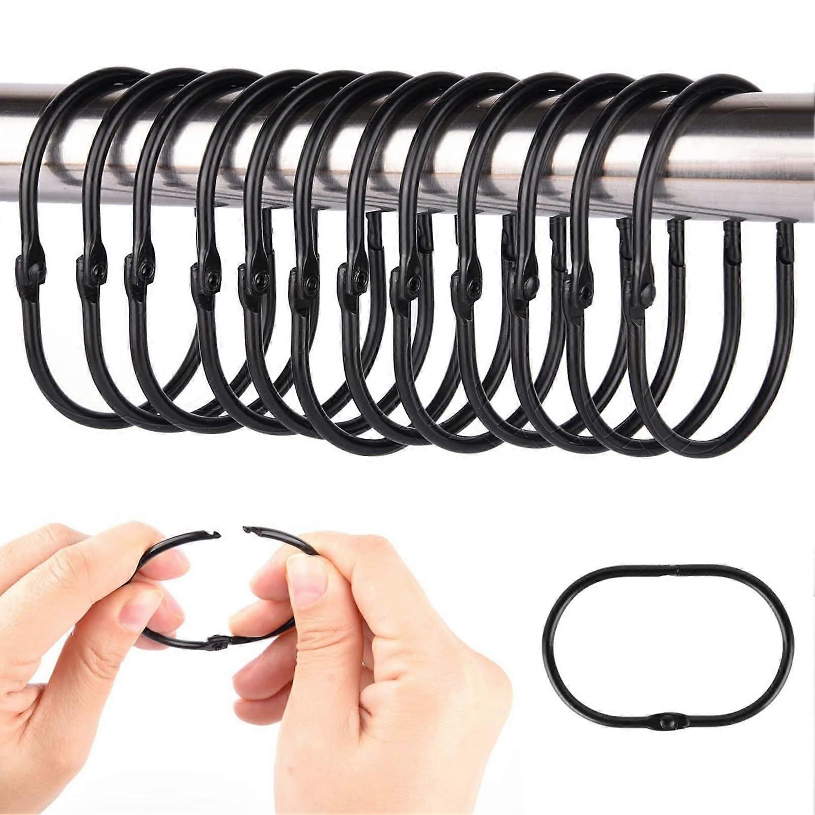 10pcs Metal Shower Curtain Rings, Anti-Drop Hooks for Smooth Sliding, Tight Closure, Compatible with Standard Bathroom Curtains
