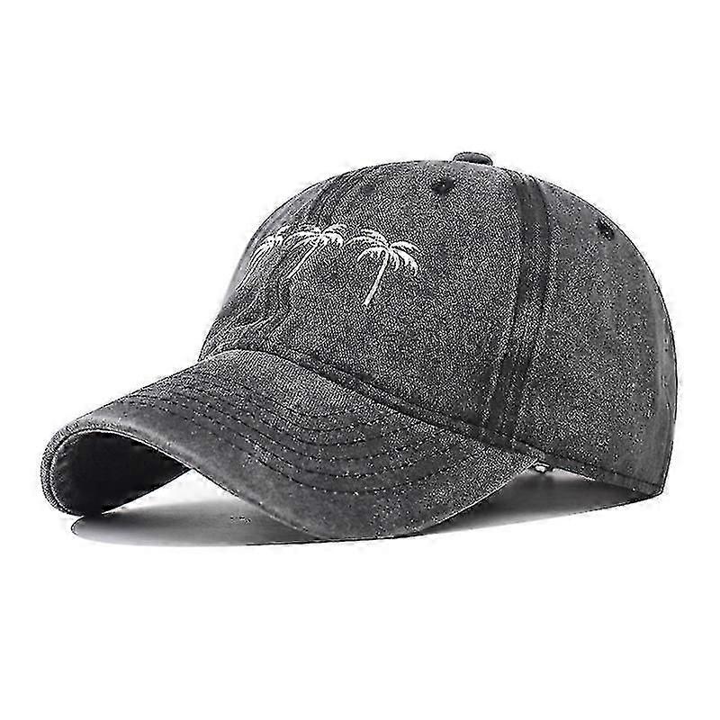 Washed Cotton Baseball Caps Vintage Coconut Embroidered Caps for Men and Women