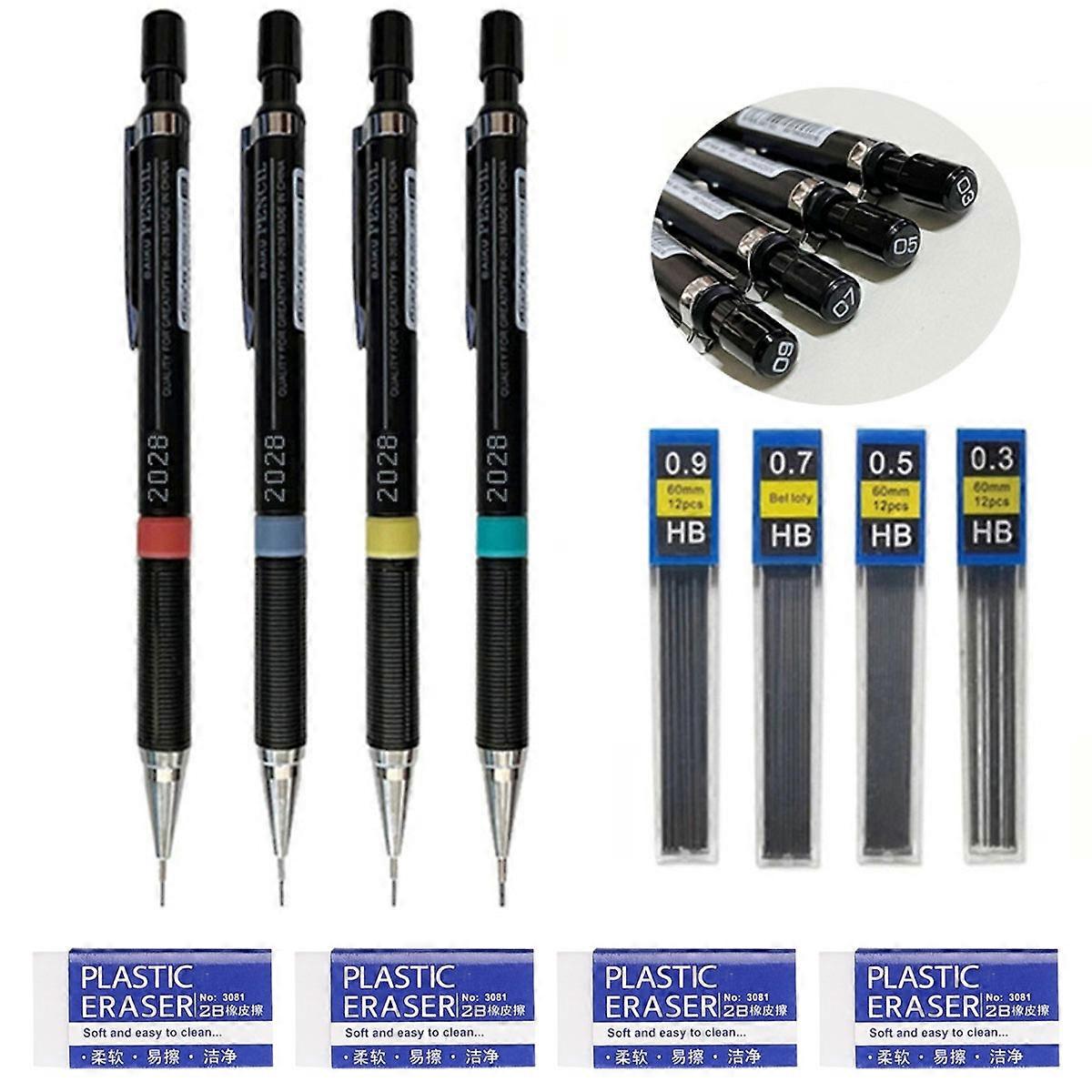 Rubber-Grip Mechanical Pencil Set for Fine Drafting