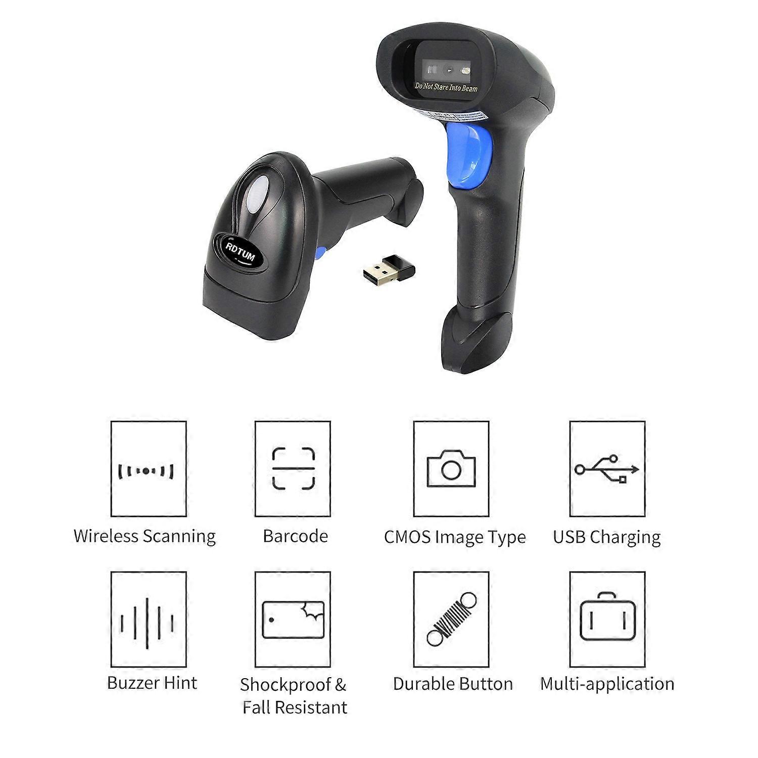 2.4G Wireless 1D 2D Barcode Scanner USB Wired BT Connect Bar Code Reader Handheld Scanner Manual Tri