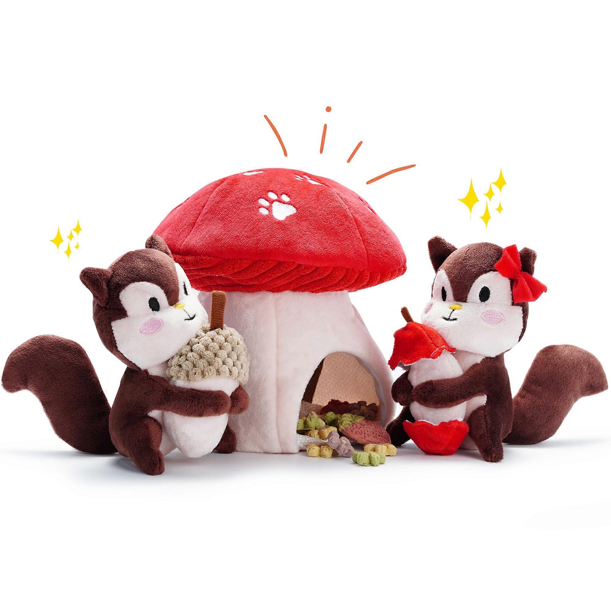 Squirrel Dog Squeaky Toys Plush Hide and Seek Toy for Small and Medium Dogs