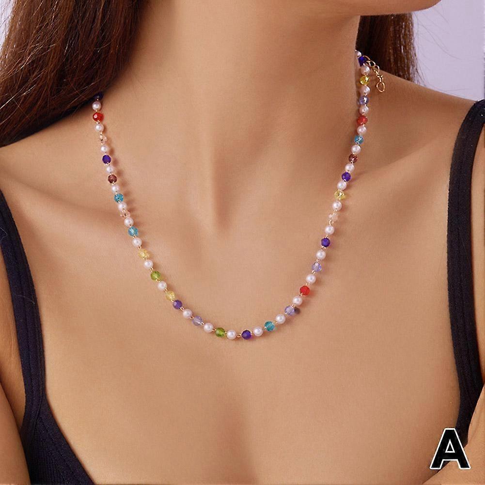 Dammode Halsband Färgglada Glas Diamanter Hängsmycken Gåva