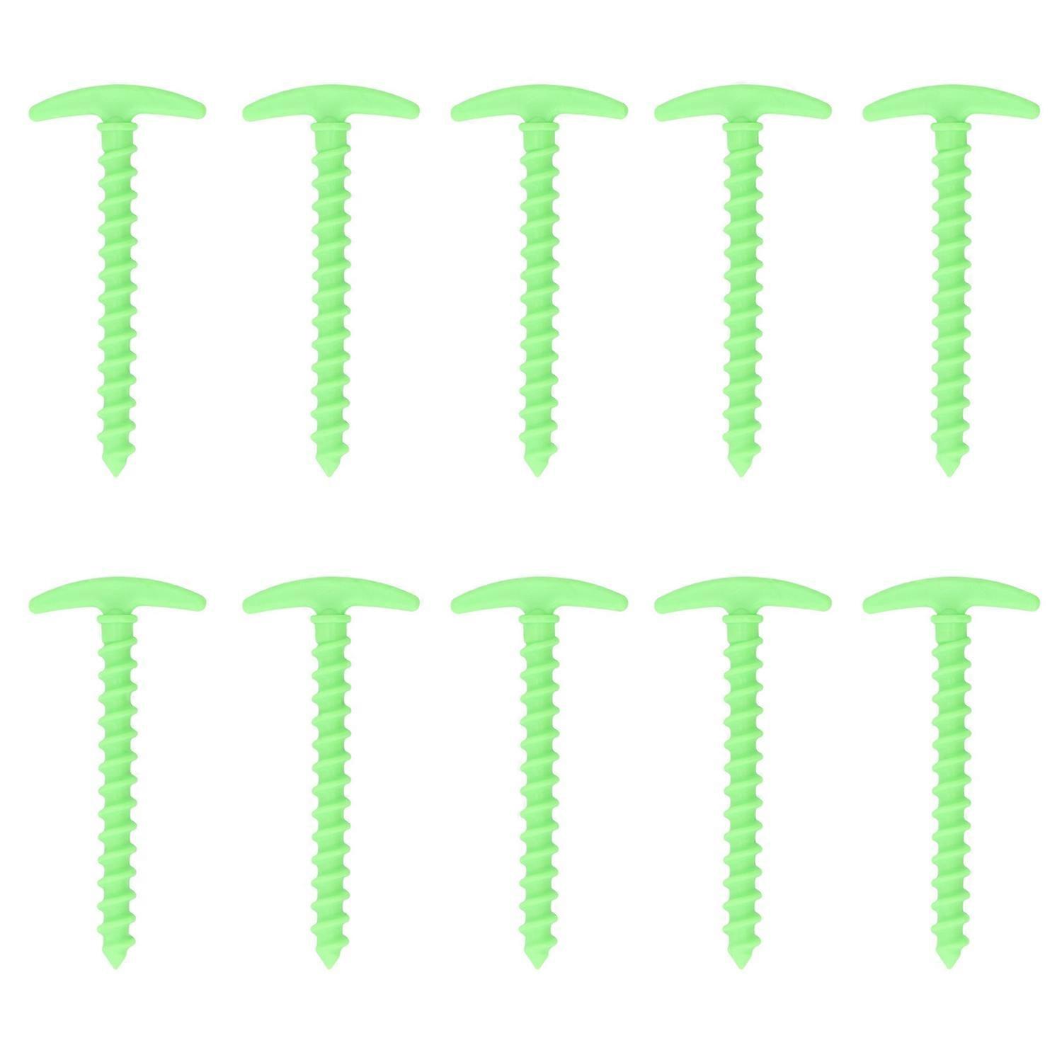 10Pcs Tent Stakes Plastic 5.7in T Shape Spiral Ground Stake Anchors Pegs for Tarps Canopy Camping Hi