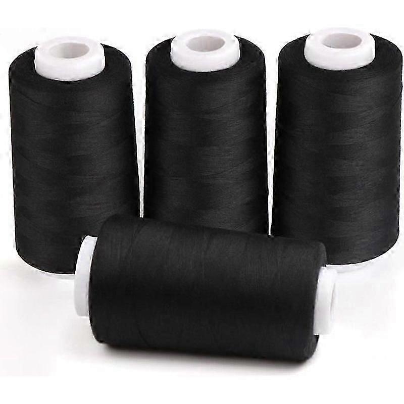 Sewing Thread 4pcs 11000m Sewing Thread Spools Overlocker Thread for Hand or Machine Sewing Polyester-Black 3000 Yar