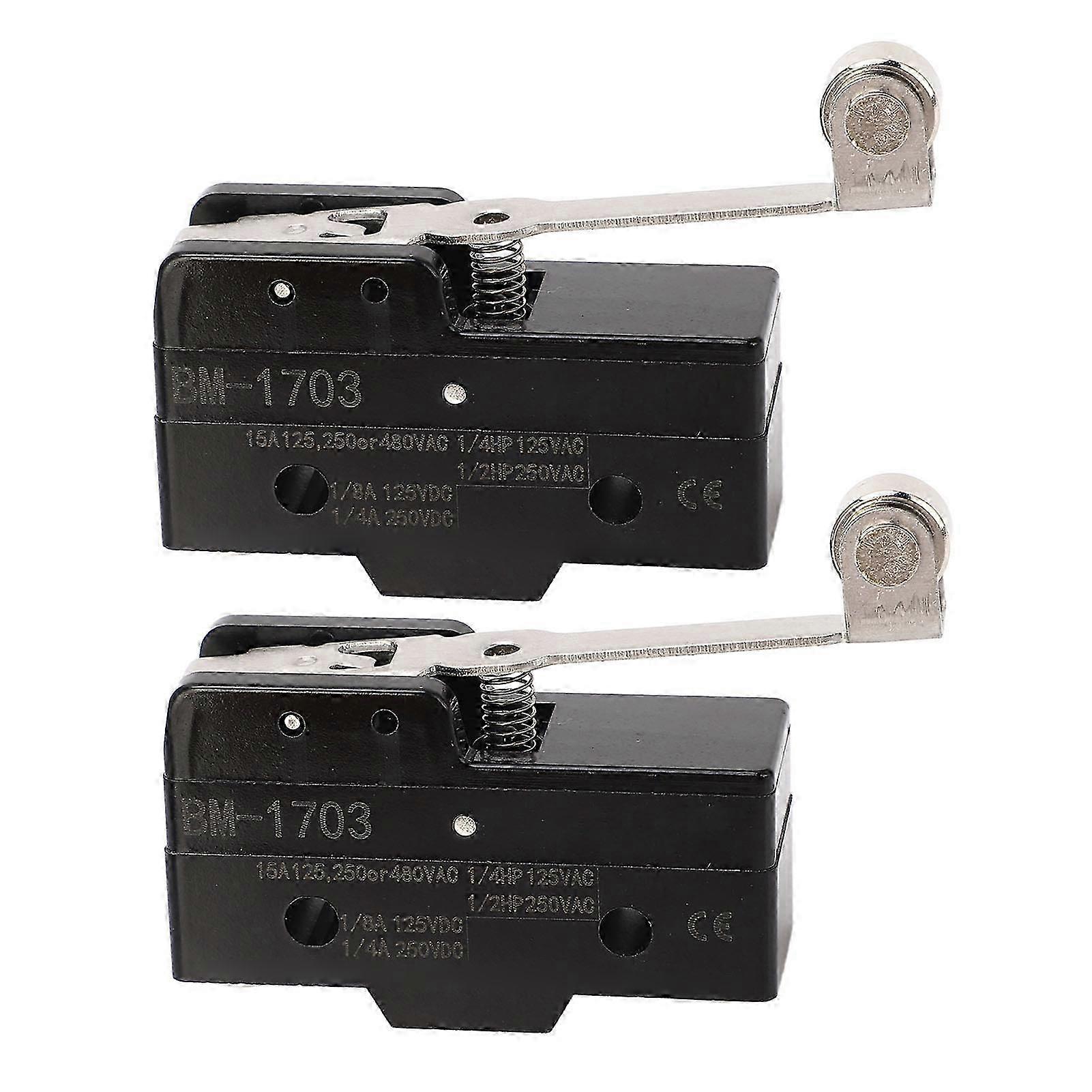 2PCS Micro Limit Switches Copper Conductor Silver Contact Hinge Roller Lever Switch NO+NC 250VAC