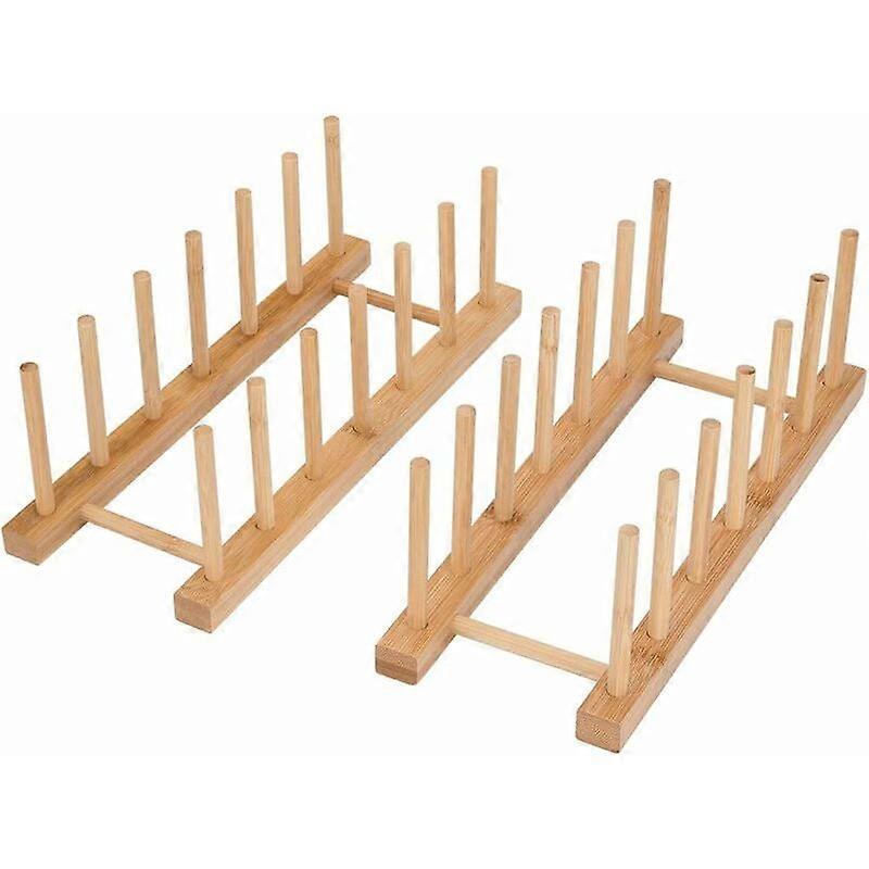 Bamboo Plate Rack Stand, Kitchen Cabinet Organizer, Dish Rack