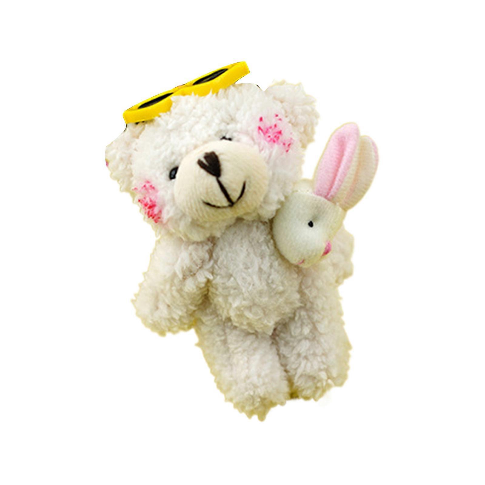 Brown/White Furry Bear Keychain Blusher Toy Bears Pendant Stuffed Animals Key Rings Bag Phone Keys Pendants for Couple