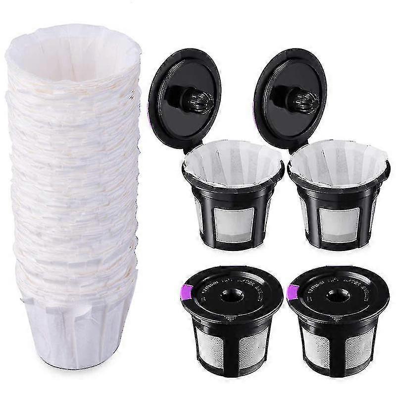 4-Pack Reusable K Cups with 100 Pcs Paper Filters for 1.0