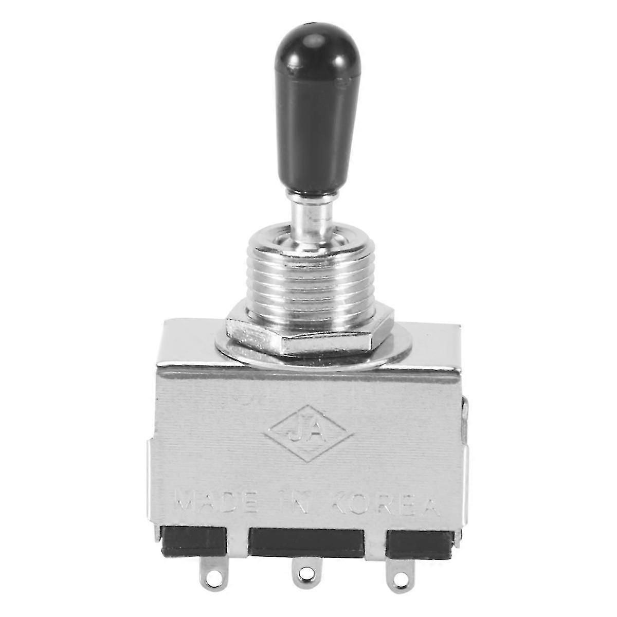 1Pc Guitar 3 Way Toggle Switch, Metal Enclosed 3 Way Selector Switch With Black Tip Knob Replacement Part For Lp Style Electric Guitar JP