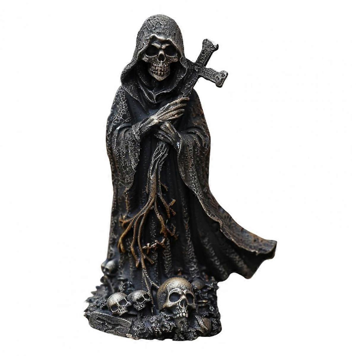 Skeleton Figurine Evils Grim Reaper for Halloween Home Office Decor C