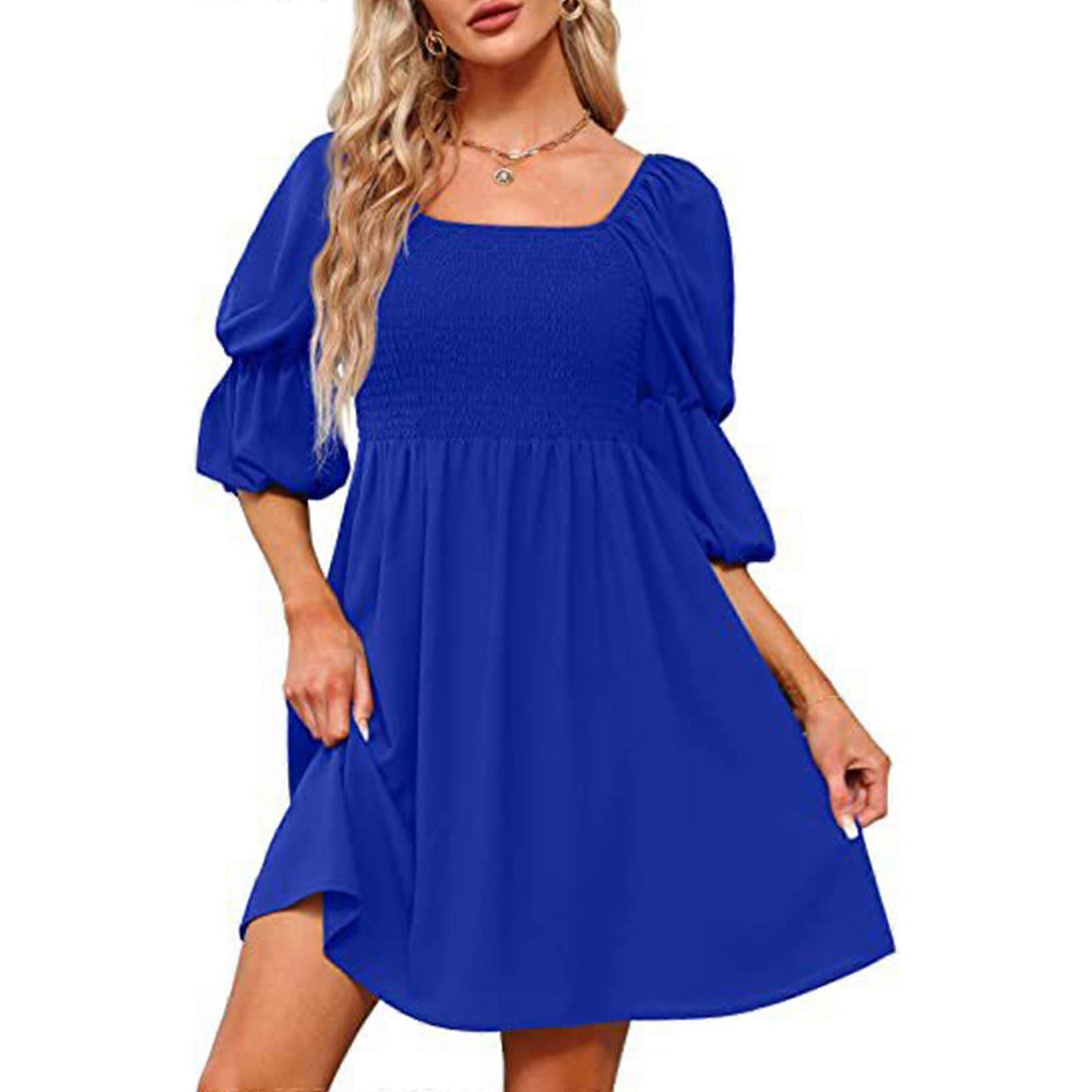 open lace back dress Unique Vintage Plus Size Blue Butterfly Eyelet Swing Dress