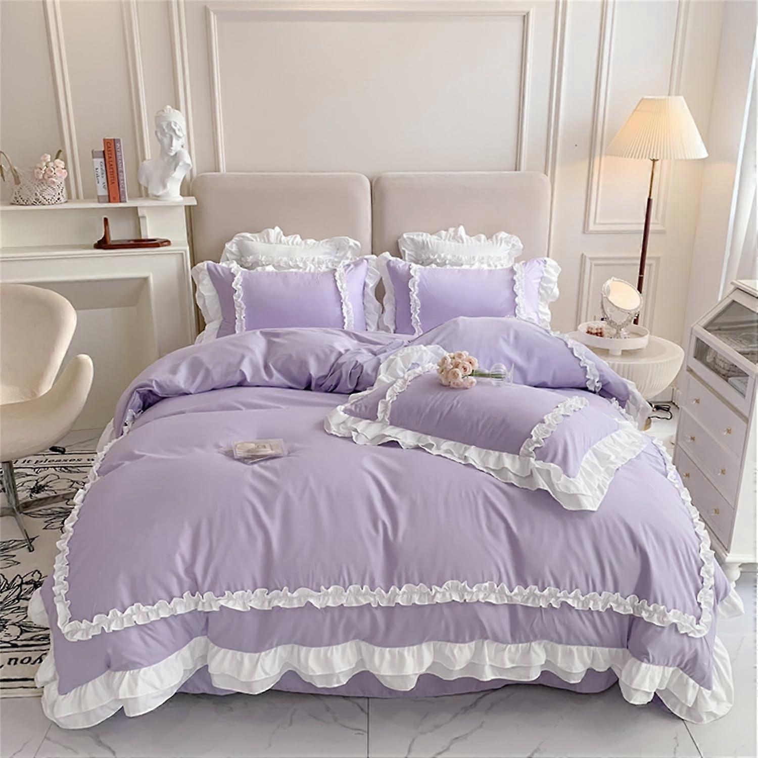 Chic Ruffled Duvet Cover Set for Bedding in Princess Style Full Size