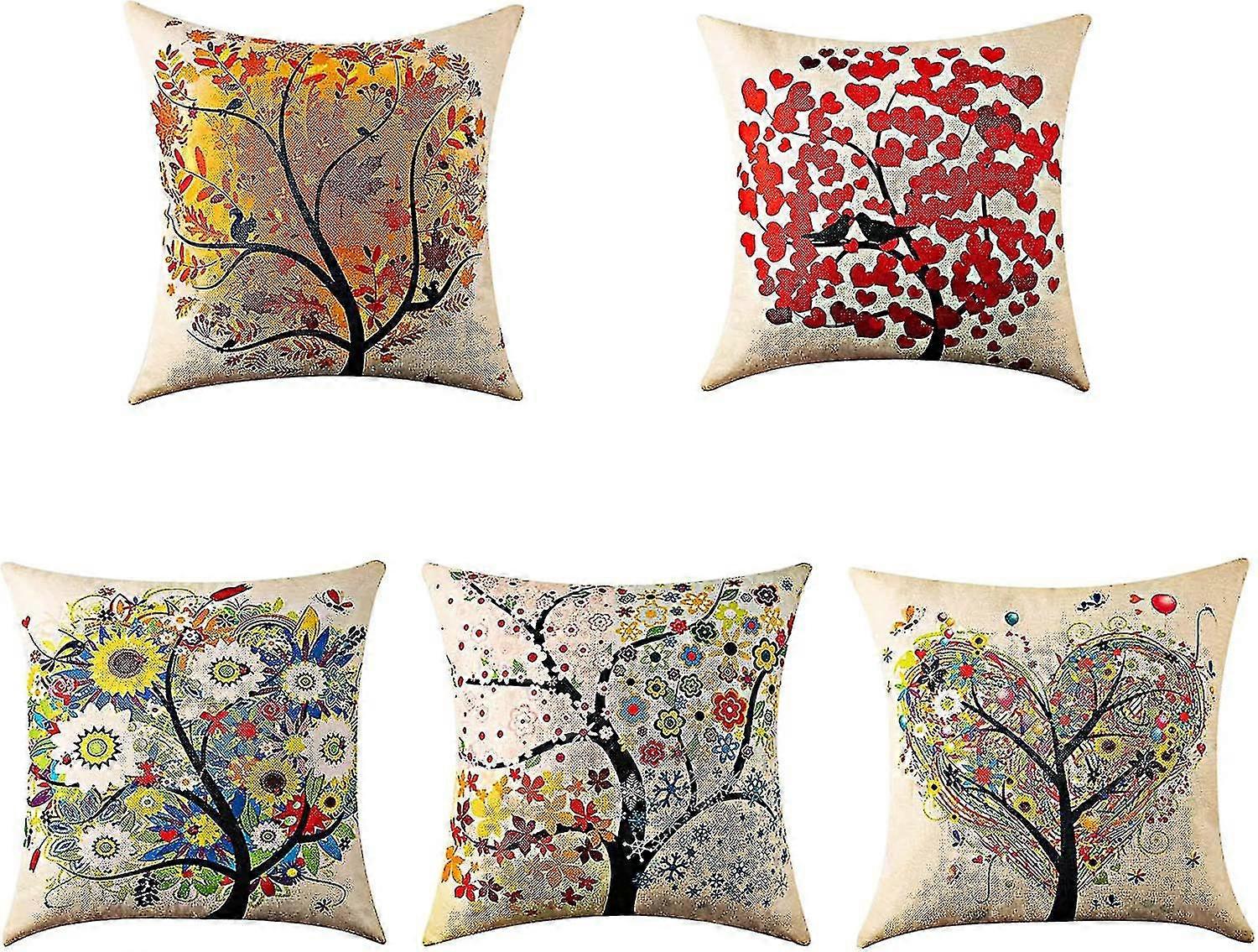 Square Pillowcase Covers for 18" Four-Season Sofas Decorative Set of 5