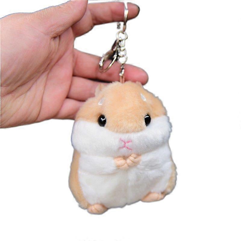 Jowxsx Khaki Plush Hamster Keychain Toy for Wallet and Backpack Accessories, Soft Stuffed Animal Gift