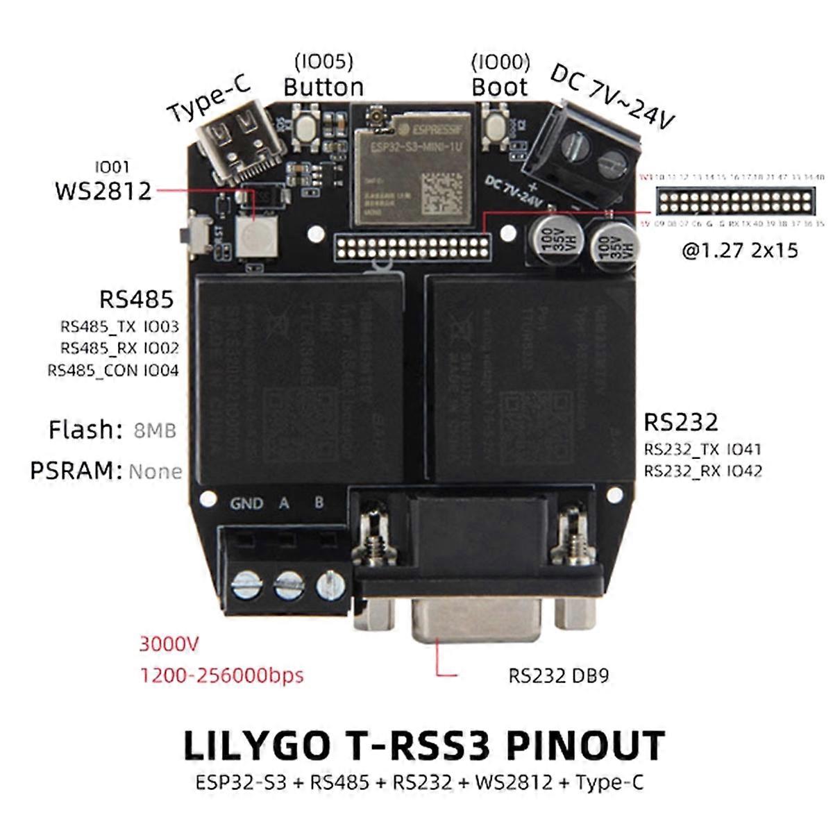 T-RSS3 ESP32-S3 Development Board RS232 RS485 5V Module