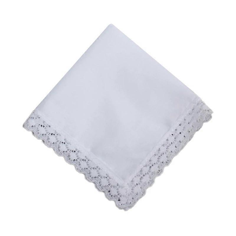 Unisex Tie-dye Cotton Handkerchief With Lace Trim – Elegant White Design